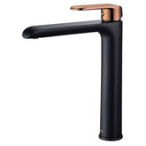 Ikon Kara High Rise Basin Mixer Matt Black and Rose Gold